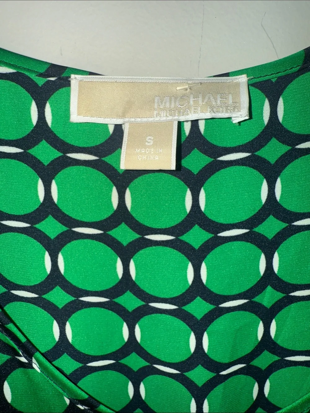 Michael Kors Green & Black Geometric Midi Dress